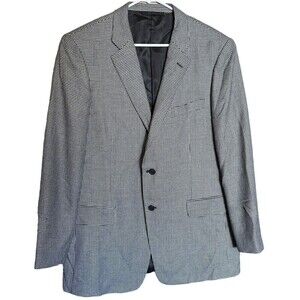 John W Nordstrom 100% Cashmere 44L Houndstooth Sport Coat Suit Jacket Blazer